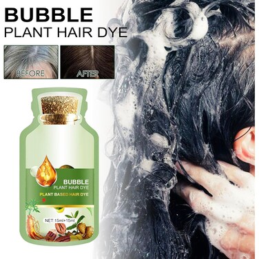 Natural Plant-Based Bubble Hair Color Shampoo for Grey Hair Coverage, Herbal Hair Dye Shampoo for Soft Color &amp; Shine, Gentle Hair Care Formula