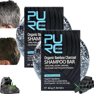 Grey Hair Color Darkening Stick Shampoo Set (2 PCS), Natural Hair Color Enhancing Shampoo for Grey Coverage, Hair Tone Revitalizing Care Stick for Men &amp; Women