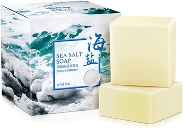 Natural Sea Salt &amp; Goat Milk Soap Bar, Deep Cleansing Face &amp; Body Soap for Blackheads, Acne-Prone Skin &amp; Dry/Oily Skin Balance Care, Skin Smoothing Bath Soap
