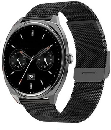 Ultra Slim Smart Watch with AMOLED Display, Bluetooth Calling, Waterproof Fitness Tracker, 3 Straps &amp; Charger, Unisex Black