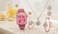 Mini Smart Watch Set for Women with Pink Straps, Diamond Style Bracelet &amp; Earrings, Digital Fitness Tracker, Stylish Touchscreen Watch