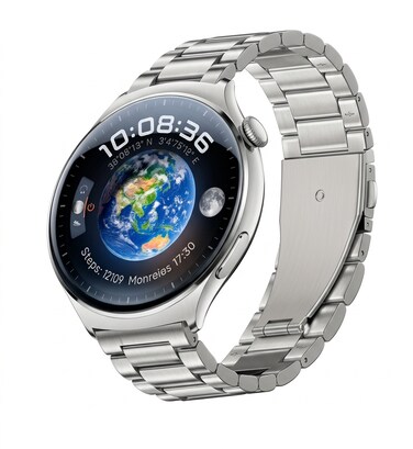 Professional Smartwatch with Stainless Steel Link Bracelet, World Time, Heart Rate &amp; Fitness Tracking, Smart Notifications, Android &amp; iOS Compatible Metal Smart Watch