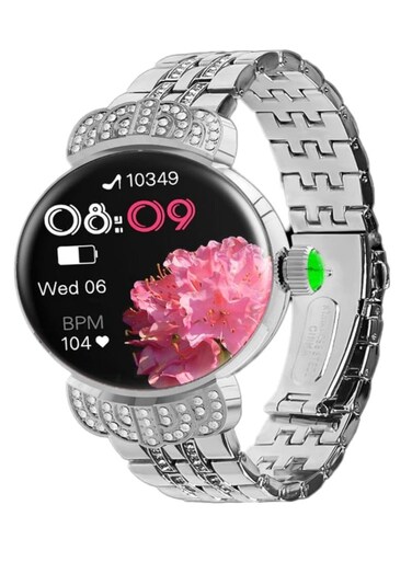 2 in 1 Ladies Luxury Smartwatch with 1.09 Inch Screen, Diamond Bracelet Design, Call Reminder &amp; Sleep Tracker