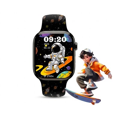 Mini Kids Smartwatch with Wireless Charging &amp; Interchangeable Straps, Educational Fitness Tracker with Step Counter &amp; Alarm