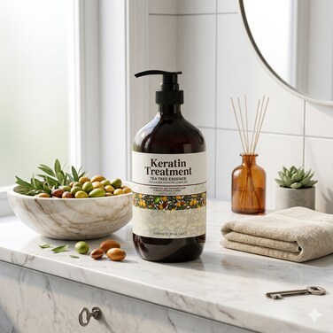 Tea Tree Keratin Hair Treatment for Frizzy Damaged Hair, Smoothing and Repair Formula for Deep Nourishment and Hair Strength