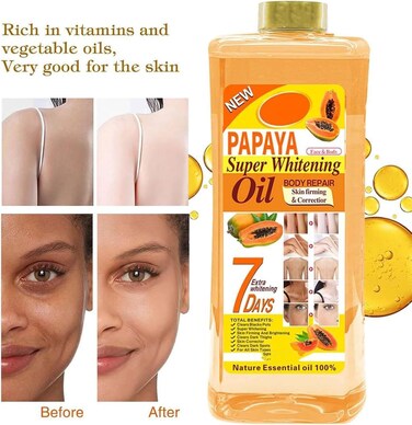 Papaya Oil for Skin Brightening &amp; Even Tone, Nourishing Body Oil Moisturizer for Face &amp; Body Care, Hydrating Repair Oil for All Skin Types 1000ml