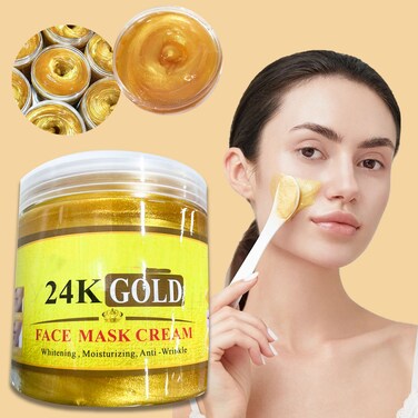 24K Gold Face Mask Cream with Collagen, Anti-Aging Brightening Skin Care Mask for Smooth, Firm and Radiant Looking Skin
