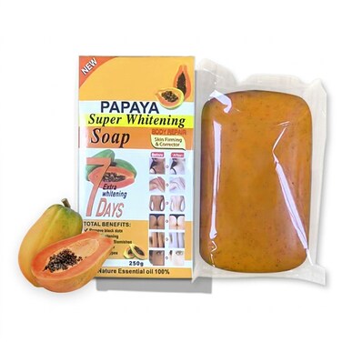 250g Natural Organic Papaya Soap for Face and Body, Brightening Moisturizing Cleansing Bar for Uneven Skin Tone and Dark Spots