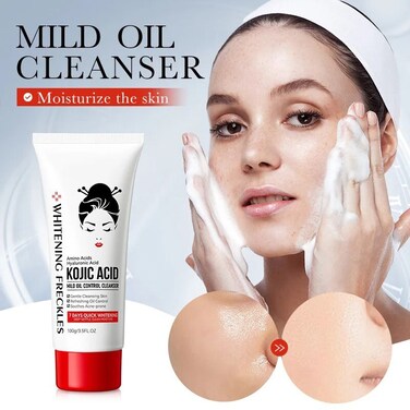 Kojic Acid Facial Cleanser 100g with Amino Acids and Hyaluronic Acid, Brightening Face Wash for Dark Spots, Oil Control and Acne-Prone Skin