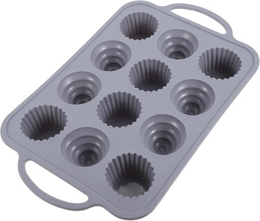 Silicone Cake Mold Baking Tray Non-Stick Cupcake Mold with Easy Grip Handle, Flexible Baking Molds for Muffins, Cupcakes and Desserts