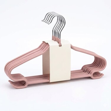 10 Piece Stainless Steel Clothes Hangers Set with Anti-Skid Plastic Cover, Durable Flexible Coat Hangers for Shirts, Jackets and Daily Wardrobe Use