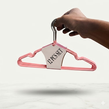 12 Piece Clothes Hangers Set, Non-Slip Plastic Dip Coat Hangers for Clothing Rack, Wet and Dry Use, Ideal for Home, Dormitory and Kids Clothing Storage