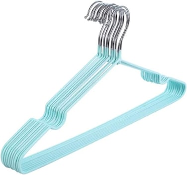 12 Piece Non Slip Stainless Steel Clothes Hangers Set, Powder Coated Metal Hangers, Slim Space Saving Design for Suits, Jackets, Pants and Wardrobe Organization (Multicolour)