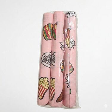 3 Rolls Multipurpose Pink Patterned Kitchen Sheet Waterproof Drawer Liner Shelf Protector Cabinet Mat and Decorative Kitchen Cover