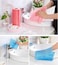 Reusable Super Absorbent Cleaning Wipes Roll, 100 Sheets 250 x 300mm, Heavy Duty Washable Kitchen Cleaning Cloths, Red