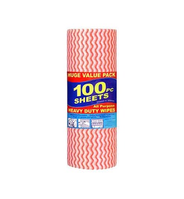 Reusable Super Absorbent Cleaning Wipes Roll, 100 Sheets 250 x 300mm, Heavy Duty Washable Kitchen Cleaning Cloths, Red