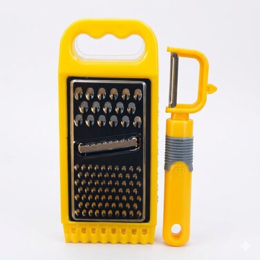 Stainless Steel Multi Grater and Grinder &ndash; Flat Kitchen Grater for Cheese, Vegetables, Fruits   Peel, Slice and Grate Tool with Durable Handle