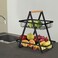 2-Tier Countertop Fruit Basket Storage Rack &ndash; Metal Vegetable Organizer &amp; Bread Display Stand for Kitchen, Space-Saving Kitchen Storage Shelf (Black)