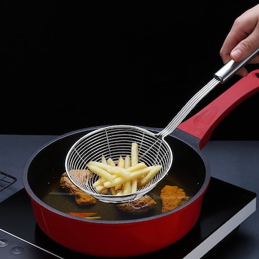 Stainless Steel Spider Skimmer Slotted Spoon &ndash; Deep Frying Strainer Ladle for Pasta, Noodles, Vegetables &amp; Kitchen Cooking Oil Drain Tool