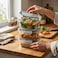 3-Piece Glass Food Storage Container Set with Airtight Locking Lids, Leakproof Meal Prep Containers, Microwave &amp; Freezer Safe Kitchen Storage Boxes
