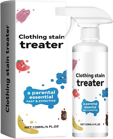 Clothing Stain Remover Spray 120ml, Effective Laundry Stain Treater for Oil, Food &amp; Dirt Stains, Odor Removing Fabric Cleaner for Clothes Protection