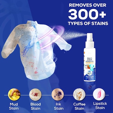 Multi Instant Stain Remover Spray 250ml &ndash; Removes 300+ Stains from Clothes, Shoes, Carpet &amp; Sofa, Fast Acting Fabric Cleaner, Bleach-Free &amp; Travel Friendly