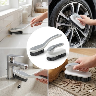 Soft Bristle Cleaning Brush 2 Pack, Multi-Purpose Scrub Brush for Fabric, Clothes, Carpet, Bathroom &amp; Sneakers, Stain Remover Household Cleaning Brush Set