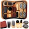 7PCS Shoe Shine Kit with Portable Zipper Storage Bag, Shoe Polish Brush Set for Leather Shoes, Boots, Wallets, Furniture &amp; Car Seats, Brown