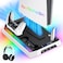 PS5 Cooling Station with RGB Lighting, Dual Controller Charger &amp; 4-Port USB Hub, Ultra-Quiet 3-Speed Fan Stand for PS5 Console Accessories