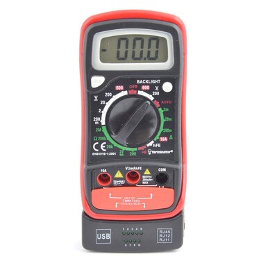 Terminator DMM  AC/DC Volt, DC Current, Transistor Test Resistance,USB &amp; RJ Cable Test Functions