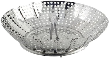 Stainless Steel Foldable Veggie Steamer Basket with Handle & Legs – 5.5 x 14.7 x 17 cm