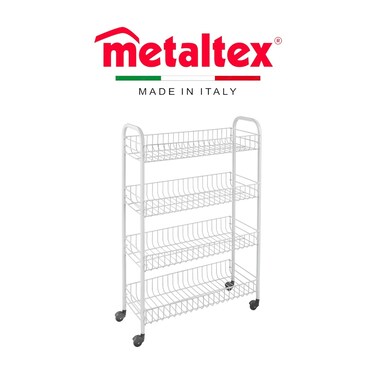 Metaltex Snello 4-Layer Multi-Purpose Cart &ndash; 4-Tier Rolling Storage Trolley with 360&deg; Spinner Wheels, Easy Assembly, LDPE Plastic Coating