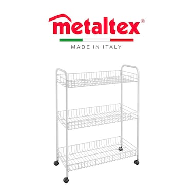 Metaltex Grande 3-Layer Multi-Purpose Cart &ndash; 3-Tier Rolling Storage Trolley with 360&deg; Spinner Wheels, Easy Assembly, LDPE Plastic Coating