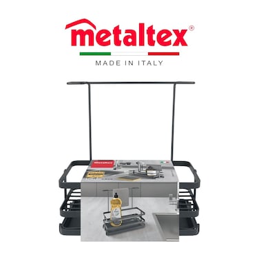 Metaltex Kitchen Sink Organizer Tokyo LAVA &ndash; Matte Black with TouchTherm Coating, Made in Italy