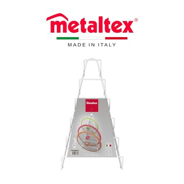 Metaltex Pot Lid Holder Kiwi &ndash; Space-Saving Lid Rack for up to 6 Pot Lids, Cutting Boards or Plates &ndash; Wall or Cabinet Door Mount &ndash; Plasticized Wire &ndash; Made in Italy