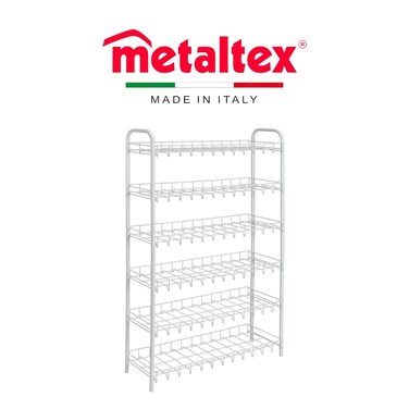 Metaltex 6-Tier Shoe Rack &ndash; White Shoe Organizer with Durable LDPE Plastic Coating, Space-Saving Storage for Up to 18 Pairs