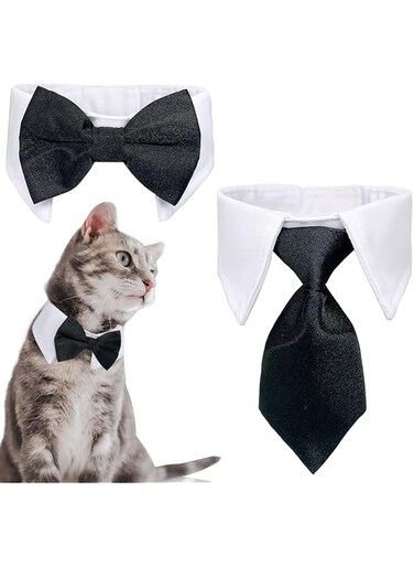 Dog Cat Tuxedo Collar, Cat Wedding Bowtie, Cat Bow Tie Tux Collar Costume Birthday Dog Bowtie Cat Collar for Dog Cat Puppy (S)