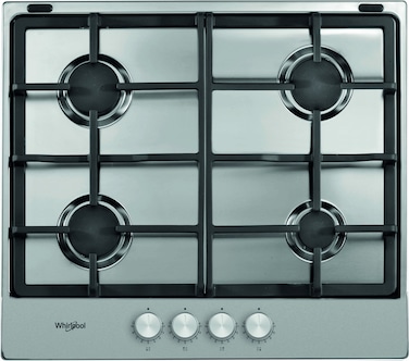 Whirlpool Built-In Gas Hob, 60cms 4 Gas Burners, Stainless Steel Finish - TGML 660 IX