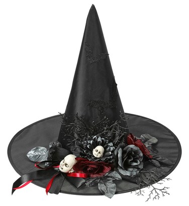 Witch Hat With Bats, Roses &amp; Living Dead Doll Heads