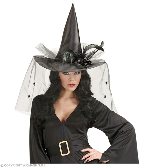 Witch Hats With Tulle, Flower &amp; Feathers
