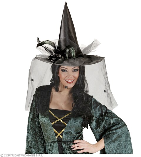 Witch Hats With Tulle, Flower &amp; Feathers