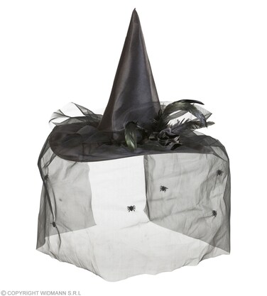 Witch Hats With Tulle, Flower &amp; Feathers