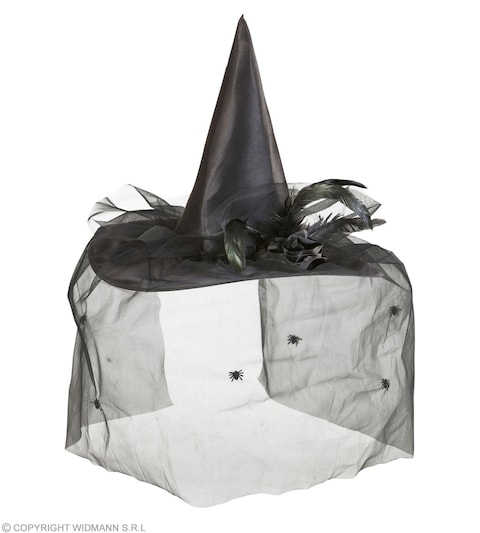 Witch Hats With Tulle, Flower &amp; Feathers