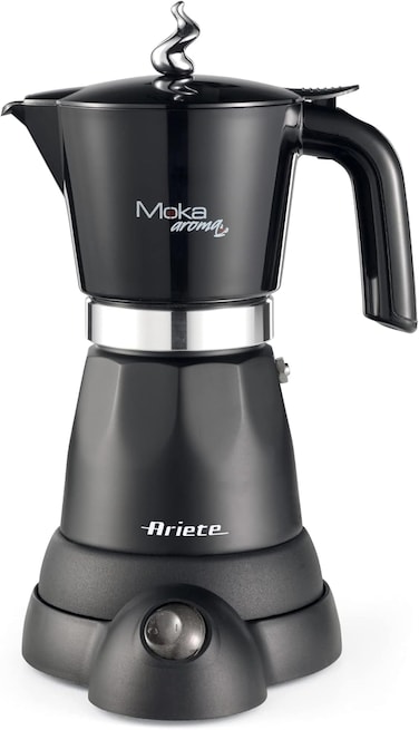 Ariete 6 Cups Electric Moka Pot Coffee Machine, 480W Espresso Maker With Auto Shut-Off, 30 Min Keep Warm Function, Italian Style Ground Coffee Compatible, Perfect For Home And Office, Art1368