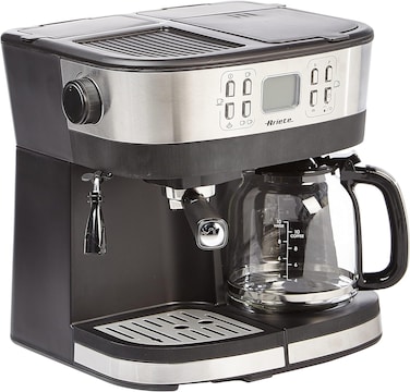 Ariete 2 In 1 Espresso + Drip Coffee Maker Machine, With Steam Function At 20 Bar, LCD Display, 4H Warm Function, Programmable Up To 24H In Advance, Ideal For Home And Office, Art1369