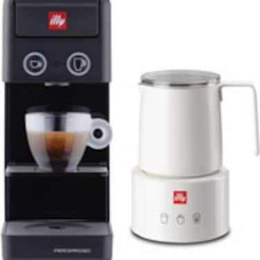 ILLY Y3.3 Black Iperespresso Coffee Machine with Illy White Milk Frother, Bundle Pack