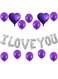 Elise Wedding Balloon Set I Love You Balloons Aluminum Foil Balloons Heart Balloons for Valentines Day Proposal Birthday Party Decoration 21pcs(Gold) (Color : Purple)