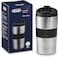 كوب De'Longhi DLSC074 الحراري للسفر، كوب قهوة من الفولاذ المقاوم للصدأ بجدار مزدوج للمشروبات الساخنة والباردة، يفتح بضغطة واحدة، سعة 300 مل.