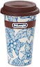De'Longhi Double-Wall Ceramic Mug 300ml - Handmade Thermal Mug with Silicone Lid, Keeps Drinks Hot/Cold Longer, Blue Floral Design, Microwave &amp; Dishwasher Safe, Ideal for Travel DLSC064