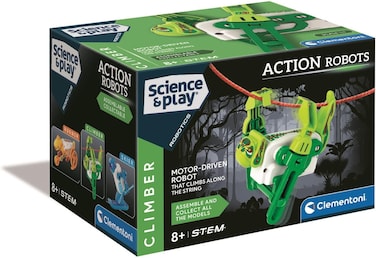 Clementoni Climber Action Robot Battery Operated, Scientific Kit, for Learning Basics of Robotics, Build Your Own Robot, Educational Toy, 8 Years